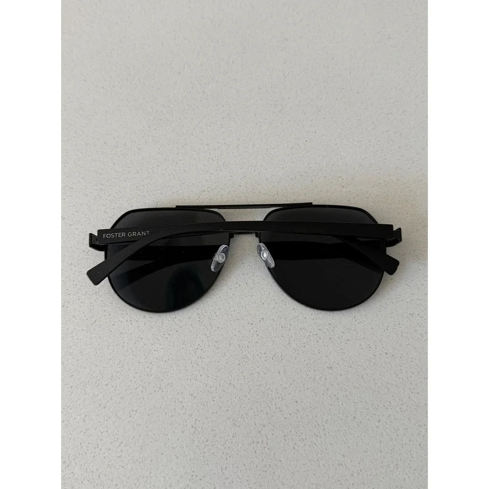 Foster Grant SR0425 Mens Black Polarized Aviator Sunglasses Double Bridge